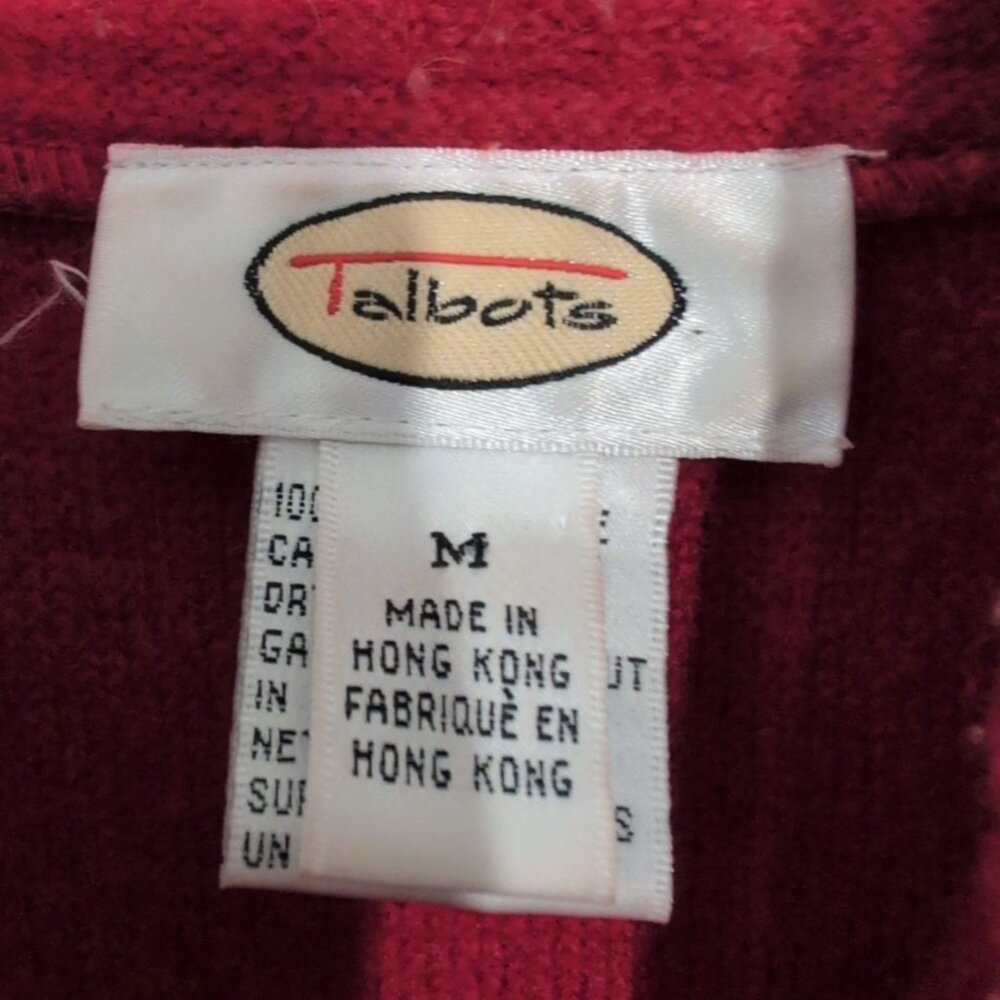 Talbots Boiled Wool Toggle Sweater Jacket Womens Size Medium Red Cardigan - Picture 5 of 7